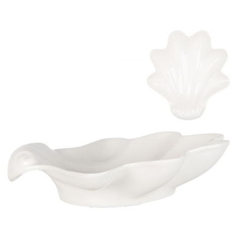 Bílá porcelánová miska ve tvaru mušle – 23x22x6 cm Clayre & Eef