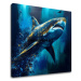 Dekorativní malba na plátně - PREMIUM ART - Shark Force in Dark Water