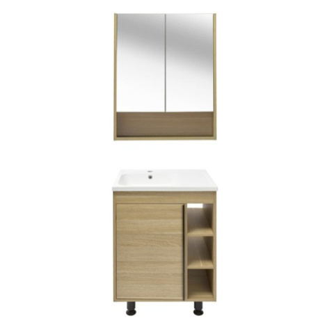 Koupelnová sestava s umyvadlem a zrcadlovou skříňkou Naturel Lucca 59x70x45 cm dub mat LUCCASET6