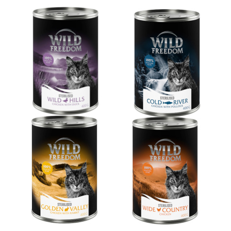 Wild Freedom konzervy, 24 x 400 g za skvělou cenu! - Adult Sterilised míchané balení (2x kuře, 2