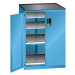 LISTA Zásuvková skříň s otočnými dveřmi, výška 1020 mm, 4 police, nosnost 75 kg, světle modrá