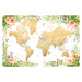 Mapa Floral bohemian world map with cities, Blythe, Blursbyai, (40 x 26.7 cm)