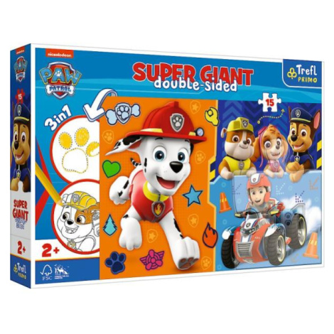 Trefl Oboustranné puzzle 15 ks SUPER GIANT 3v1 Meet Paw Patrol