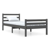 Rám postele šedý masivní dřevo 100 × 200 cm, 814811