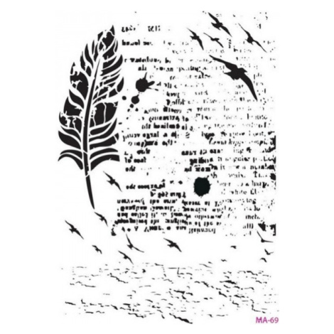 Šablona Cadence, 25 x 30 cm - peří a písmo