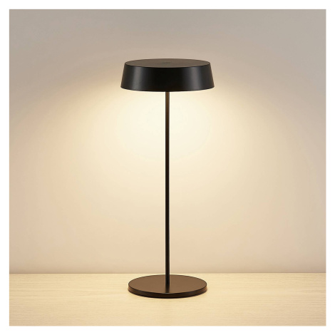 Lucande Nabíjecí stolní lampa Lucande LED Tibia, černá, hliník, USB, IP54
