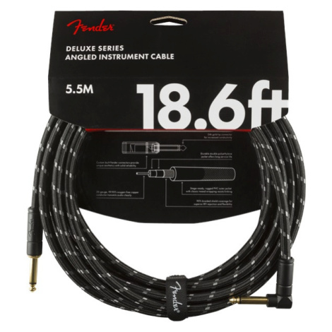 Fender Deluxe Series 18.6' Instrument Cable Black Tweed Angled