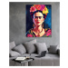 Obrazy na stěnu - Frida Kahlo s kytkami ve vlasech 1 Rozměr: 80x100 cm, Rámování: bez rámu a bez