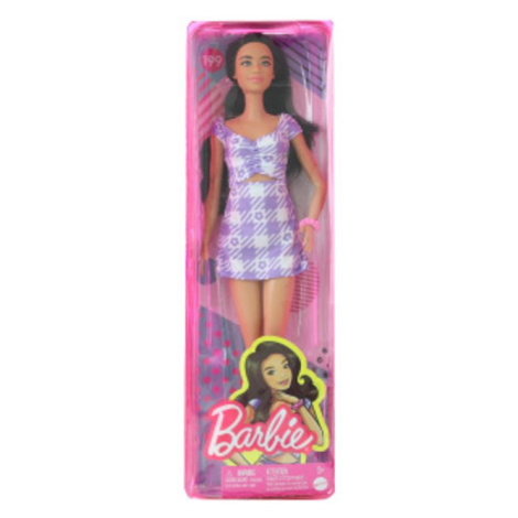 Popron.cz Barbie Modelka - fialkové kostkované šaty HJR98