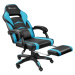 tectake 404740 herní kancelářská židle comodo s podnožkou - černá/azurová - černá/azurová