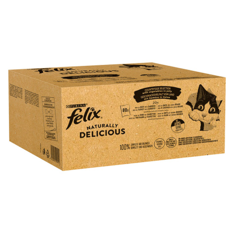 Megapack Felix Naturally Delicious 80 x 80 g - míchané balení (kachní, krocaní, hovězí, kuřecí)