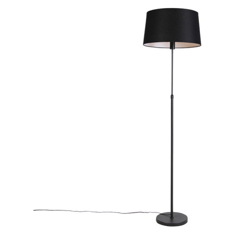 Stojací lampa černá s černým plátěným stínidlem nastavitelným 45cm - Parte QAZQA