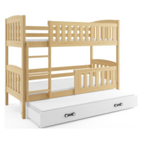 Dětská patrová postel KUBUS s výsuvnou postelí 80x190 cm - borovice Bílá