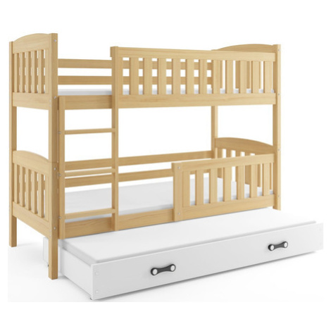 Dětská patrová postel KUBUS s výsuvnou postelí 80x190 cm - borovice Bílá BMS