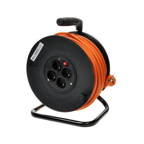 PremiumCord prodlužovací kabel 230V 50m buben, 4x zásuvka, oranžový