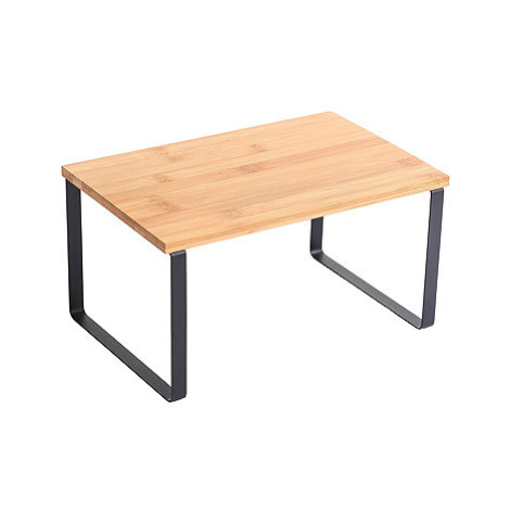 MSV Volně stojící polička Elie, do kuchyně, černá, ocel, bambus