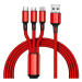 UC08-1.2M-3in1-Červená | Kabel 3v1 | USB – Micro USB, iPhone Lightning, Type-C červená