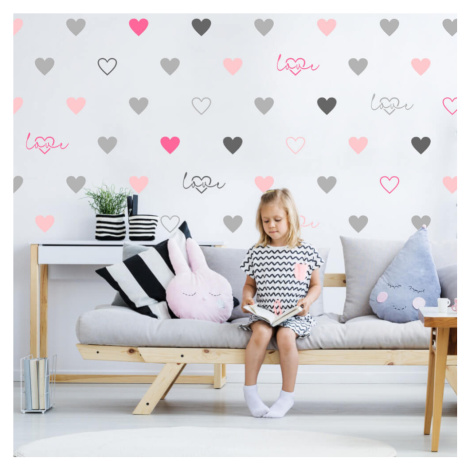 Dětská šablona na stěnu - Srdce Love INSPIO