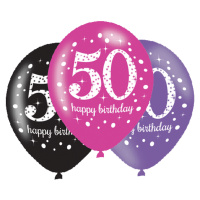 Amscan Latexové balonky 50. narozeniny - růžová party