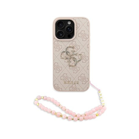 Guess PU 4G Metal Logo Strap Zadní Kryt pro iPhone 16 Pro Pink