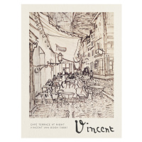 Obrazová reprodukce Café Terrace at Night Sketch - Vincent van Gogh, 30x40 cm