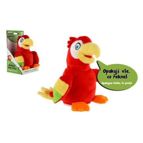 Teddies Papoušek Jaroušek opakující věty plyš 16cm na baterie se zvukem v krabici 12x20x10cm v s