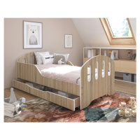 Dětská postel SMILE se zásuvkou 160 x 80 cm v dekoru dub sonoma