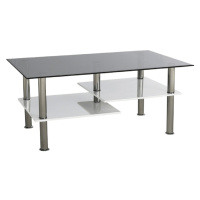 Konferenční stolek, ocel/černé sklo/bílá extra vysoký lesk HG, SVEN