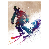 Ilustrace Sport Skiing art, Justyna Jaszke, 30 × 40 cm