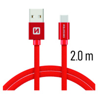 Datový kabel Swissten Textile USB / USB-C 2 M, red