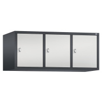 C+P Nástavná skříň CLASSIC, 3 oddíly, šířka oddílu 400 mm, černošedá / světlá šedá