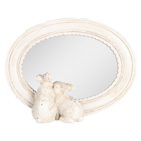 Oválné stolní zrcadlo se zajíčky 22x5x17 cm Clayre & Eef