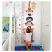 Samolepky na zeď pro holčičky - Růžový dětský metr s veselými zvířatky (180 cm)