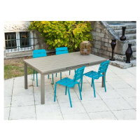 Modro-hnědý hliníkový zahradní jídelní set pro 4 Typon - Ezeis