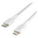 Belkin BOOST Charge Braided USB-C/Lightning odolný kabel, 2m, bílý