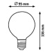 Rabalux Dekorativní LED filament žárovka, jantarová, E27, G95, 5,4W, 510lm, 2700K, 20000h.