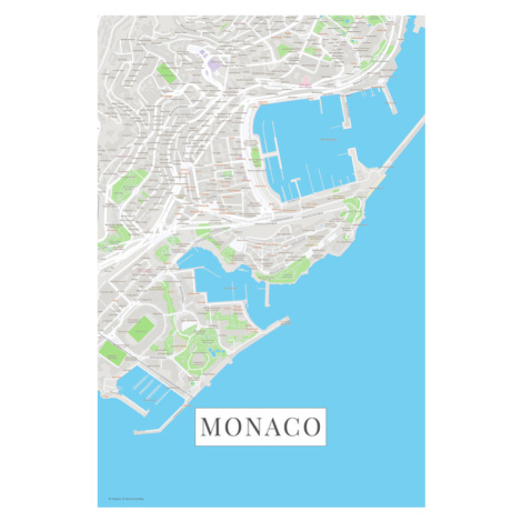 Mapa Monaco color, POSTERS, 26.7x40 cm