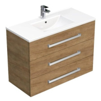 Koupelnová skříňka s umyvadlem SAT Cube Way 100x71x46 cm dub Hickory CUBE461003DHMOD