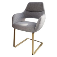 DELIFE Jídelní židle Yago-Flex s područkou konzolová podnož plochá zlatá texturovaná tkanina
