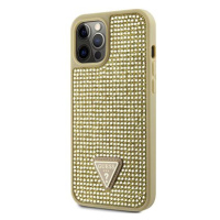 Guess Rhinestones Triangle Metal Logo Kryt pro iPhone 12 Pro Max Gold