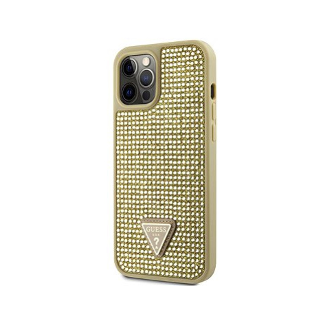 Guess Rhinestones Triangle Metal Logo Kryt pro iPhone 12 Pro Max Gold