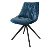 DELIFE Otočná židle Elda-Flex samet modrý křížová podnož hranatá otočná černá