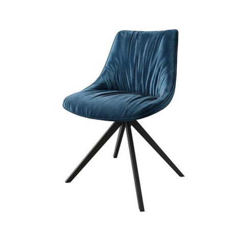 DELIFE Otočná židle Elda-Flex samet modrý křížová podnož hranatá otočná černá
