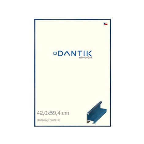 DANTIK rámeček 42 × 59,4, ALU profil 6030 Dýha barevný modrý krýlovský plexi čiré