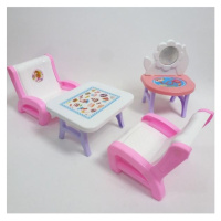 Konferenční stolek s křesly pro panenky - bílá