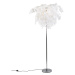 Romantická stojací lampa chrom s bílými listy - Feder