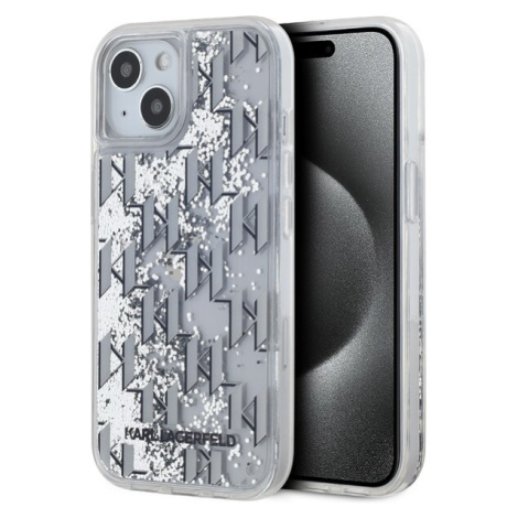 Karl Lagerfeld Liquid Glitter Monogram Gradient zadní kryt iPhone 15 bílý