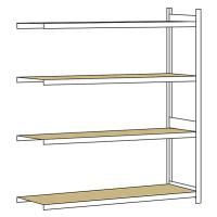 SCHULTE Širokorozpěťový regál, s dřevotřískovou deskou, výška 2500 mm, rozpětí 2500 mm, přístavn