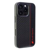 Pouzdro Audi pro iPhone 16 Pro 6.3 černéCarbon Fiber Stripe