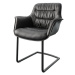 DELIFE Jídelní židle Kaira-Flex černá pravá kůže konzolová podnož kulatá černá